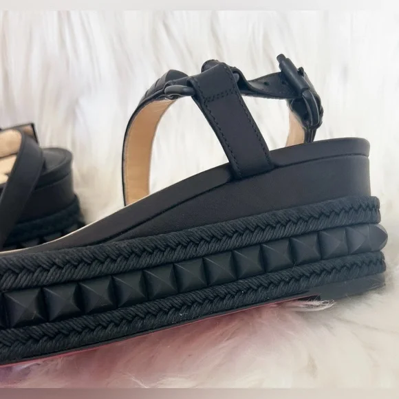 Christian Louboutin Pyraclou Patent Spike Wedge Sandals
Size 37 (US 7) - Picture 7 of 14